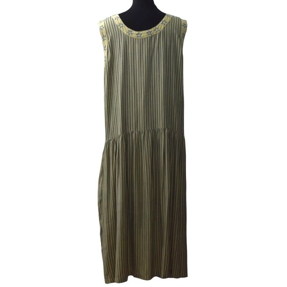 Vintage Papy Boez Dress Jumper Womens M L Emboirdered Midi Cottagecore Modest - Picture 4 of 9